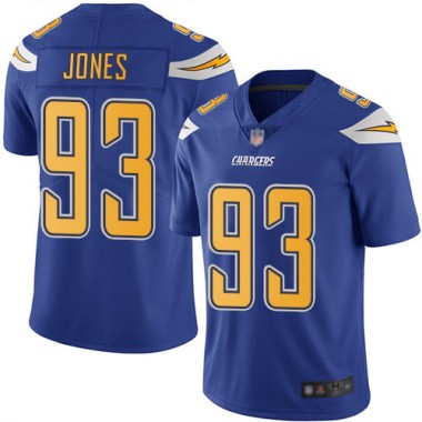 Los Angeles Chargers NFL Football Justin Jones Electric Blue Jersey Youth Limited 93 Rush Vapor Untouchable